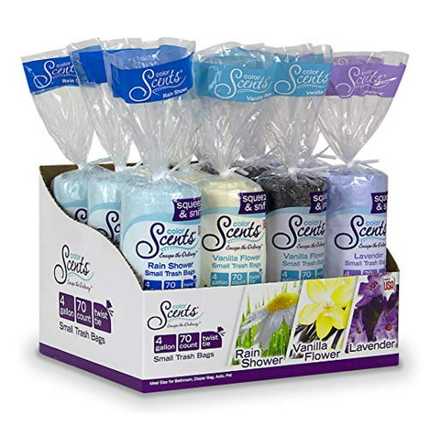 Twist Tie Color Scents Small Trash Bags 4 Gallon 70 Ct Pack of 12 Calmin